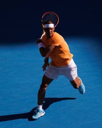 January 16, 2023: 1st seed Rafael NADAL of Spain in action against Jack DRAPER of Great Britain in the Men s Singles match match on day 1 of the 2023 Australian Open on Rod Laver Arena, in Melbourne, Australia. Cal Media. USA - ZUMAc04_ 20230116_zaf_c04_055 Copyright: xSydneyxLowx