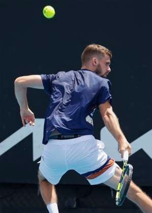 Oscar Otte (GER), kurios,Australian Open 2023, Melbourne Park, Melbourne, Victoria, Australia. Copyright: xJuergenxHasenkopfx