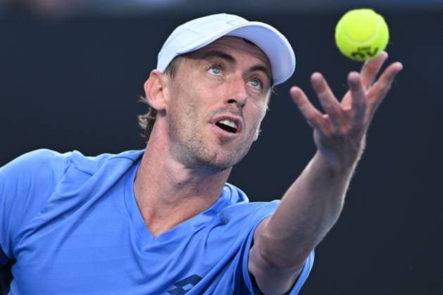 TENNIS AUSTRALIAN OPEN, John Millman of Australia serves during his Men?s Singles Round 1 against Marc-Andrea Huesler of Switzerland on Day 1 of the 2023 Australian Open tennis tournament at Melbourne Park in Melbourne, Monday, January 16, 2023. ( NO ARCHIVING, EDITORIAL USE ONLY, NO USE IN BOOKS WITHOUT CONSENT MELBOURNE VICTORIA AUSTRALIA  Copyright: xJAMESxROSSx 20230116001753030087