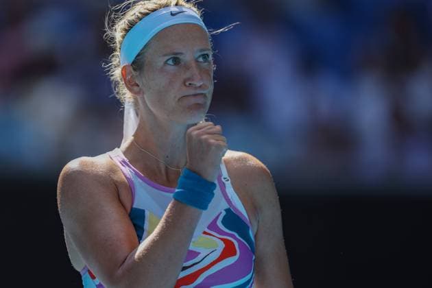 (230116) -- MELBOURNE, Jan. 16, 2023 -- Victoria Azarenka of Belarus celebrates after winning the women s single 1st round match against Sofia Kenin of the United States at Australian Open tennis tournament, in Melbourne, Australia, on Jan. 16, 2023. ) (SP)AUSTRALIA-MELBOURNE-TENNIS-AUSTRALIAN OPEN-DAY 1 BaixXuefei 
