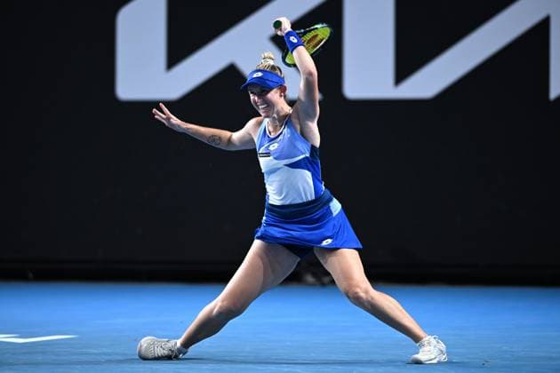 TENNIS AUSTRALIAN OPEN, Storm Hunter of Australia reacts during her Women?s Singles 1st Round match against Xinyu Wang of China during the 2023 Australian Open tennis tournament at Melbourne Park in Melbourne, Monday, January 16, 2023. ( NO ARCHIVING, EDITORIAL USE ONLY, NO USE IN BOOKS WITHOUT CONSENT MELBOURNE VICTORIA AUSTRALIA  Copyright: xJAMESxROSSx 20230116001753086561