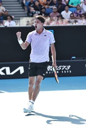 Danel Altmaier, GER, during first round of 2023 Australian Open in Melbourne, 16 01 2023; -
