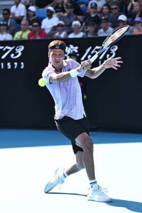 Danel Altmaier, GER, during first round of 2023 Australian Open in Melbourne, 16 01 2023; -