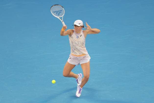 Iga Swiatek, POL, during first round of 2023 Australian Open in Melbourne, 16 01 2023; -