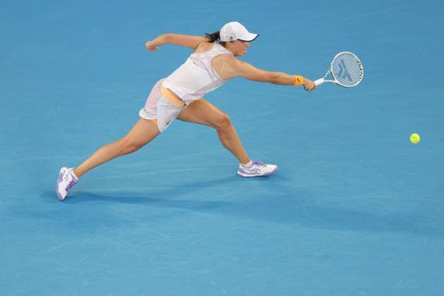 Iga Swiatek, POL, during first round of 2023 Australian Open in Melbourne, 16 01 2023; -