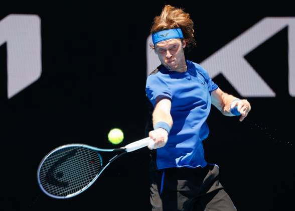Andrey Rublev, Australian Open 2023, Melbourne Park, Melbourne, Victoria, Australia. Copyright: xJuergenxHasenkopfx