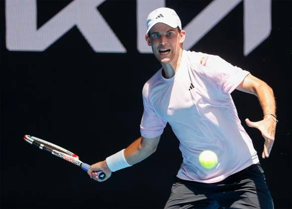Dominic Thiem (AUT), Australian Open 2023, Melbourne Park, Melbourne, Victoria, Australia. Copyright: xJuergenxHasenkopfx