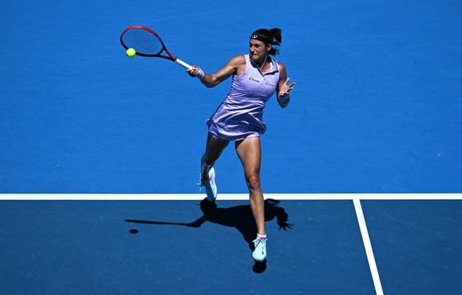 TENNIS AUSTRALIAN OPEN, Caroline Garcia of France returns to Katherine Sebov of Canada during their first round singles match at the 2023 Australian Open tennis championship at Melbourne Park in Melbourne, Tuesday, January 17, 2023. ( NO ARCHIVING, EDITORIAL USE ONLY, NO USE IN BOOKS WITHOUT CONSENT MELBOURNE VICTORIA AUSTRALIA  Copyright: xJAMESxROSSx 20230117001753361420