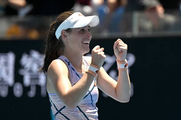 TENNIS AUSTRALIAN OPEN, Kimberly Birrell of Australia reacts after her first round match win against Kaia Kanepi of Estonia at the 2023 Australian Open tennis tournament at Melbourne Park in Melbourne, Friday, January 1, 2021. ( NO ARCHIVING, EDITORIAL USE ONLY, NO USE IN BOOKS WITHOUT CONSENT MELBOURNE VICTORIA AUSTRALIA  Copyright: xLUKASxCOCHx 20230117001753364589