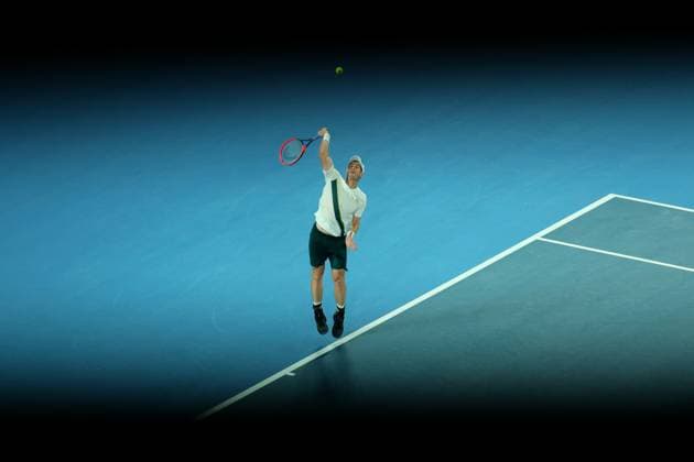 Andy Murray of Great Britain serves during round 1 match between Andy Murray of Great Britain and Matteo Berrettini of Italy Day 2 at the Australian Open Tennis 2023 at Rod Laver Arena, Melbourne, Australia on 17 January 2023. Copyright: xPeterxDovganx 34780422