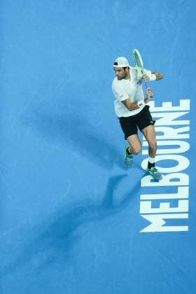 Matteo Berrettini of Italy in action during round 1 match between Andy Murray of Great Britain and Matteo Berrettini of Italy Day 2 at the Australian Open Tennis 2023 at Rod Laver Arena, Melbourne, Australia on 17 January 2023. Copyright: xPeterxDovganx 34780457