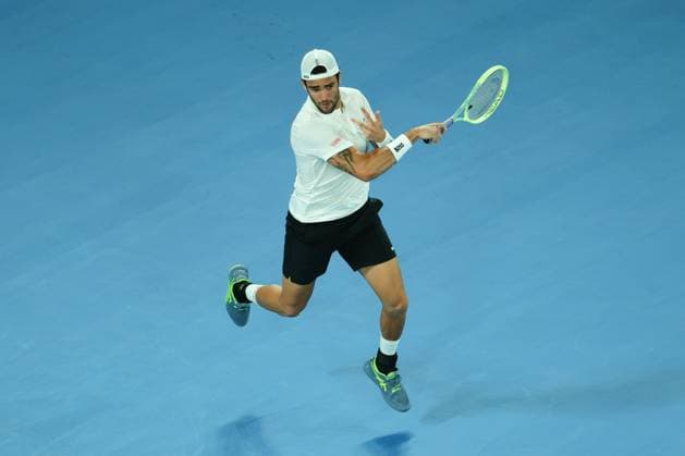 Matteo Berrettini of Italy in action during round 1 match between Andy Murray of Great Britain and Matteo Berrettini of Italy Day 2 at the Australian Open Tennis 2023 at Rod Laver Arena, Melbourne, Australia on 17 January 2023. Copyright: xPeterxDovganx 34780462