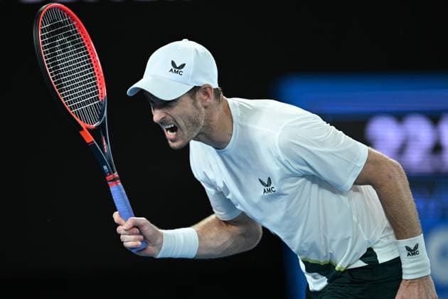TENNIS AUSTRALIAN OPEN, Andy Murray of Great Britain reacts during his 1st round singles match against Matteo Berrettini of Italy during 2023 Australian Open tennis tournament at Melbourne Park in Melbourne, Tuesday, January 17, 2023. ( NO ARCHIVING, EDITORIAL USE ONLY, NO USE IN BOOKS WITHOUT CONSENT MELBOURNE VICTORIA AUSTRALIA  Copyright: xJAMESxROSSx 20230117001753425131
