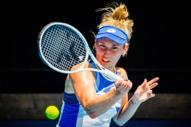 Elise Mertens WTA, Tennis Damen 32) pictured in action during a women s singles first round game between Belgian Mertens (WTA 27) and Spanish Muguruza (WTA 58) at the Australian Open tennis Grand Slam, Tuesday 17 January 2023 in Melbourne Park, Melbourne, Australia. PATRICKxHAMILTON  x58314395x