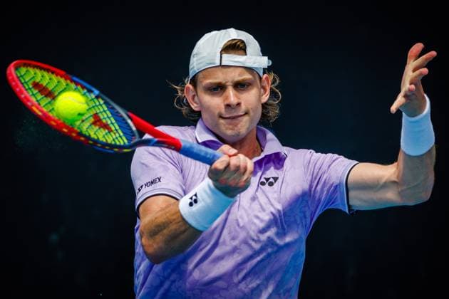 Zizou Bergs ATP, Tennis Herren 131) pictured during a men s singles first round game between Belgian Bergs (ATP 131) and Serbian Djere (ATP 70) at the Australian Open tennis Grand Slam, Tuesday 17 January 2023 in Melbourne Park, Melbourne, Australia. PATRICKxHAMILTON  x58314473x
