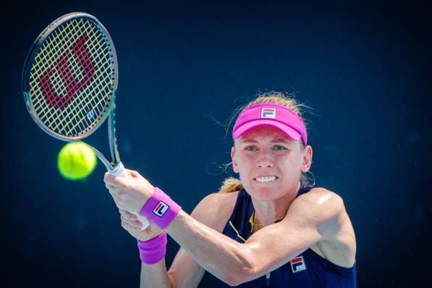 Ekaterina Alexandrova WTA, Tennis Damen 20) pictured in action during a women s singles first round game between Belgian Bonaventure (WTA 92) and Russian Alexandrova (WTA 20) at the Australian Open tennis Grand Slam, Tuesday 17 January 2023 in Melbourne Park, Melbourne, Australia. PATRICKxHAMILTON  x58314709x