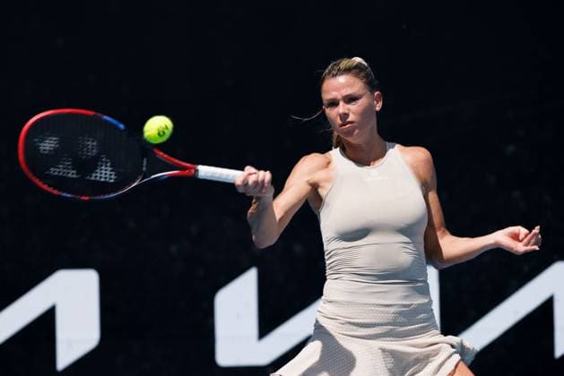 January 17, 2023: Melbourne, Australia: CAMILA GIORGI of Italy in action against A. Pavlyuchenkova In the Women s Singles match on day 2 of the 2023 Australian Open on Rod Laver Arena. Melbourne Australia - ZUMAc04_ 20230117_zaf_c04_005 Copyright: xSydneyxLowx