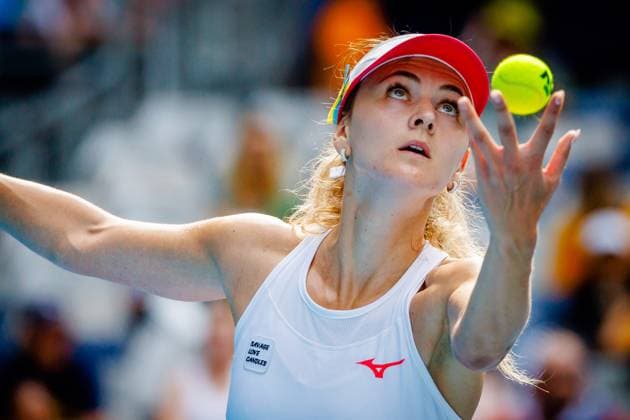 Maryna Zanevska WTA, Tennis Damen 87) pictured in action during a women s singles first round game between Belgian Zanevska (WTA 87) and Russian Kudermetova (WTA 9) at the Australian Open tennis Grand Slam, Tuesday 17 January 2023 in Melbourne Park, Melbourne, Australia. PATRICKxHAMILTON  x58320338x