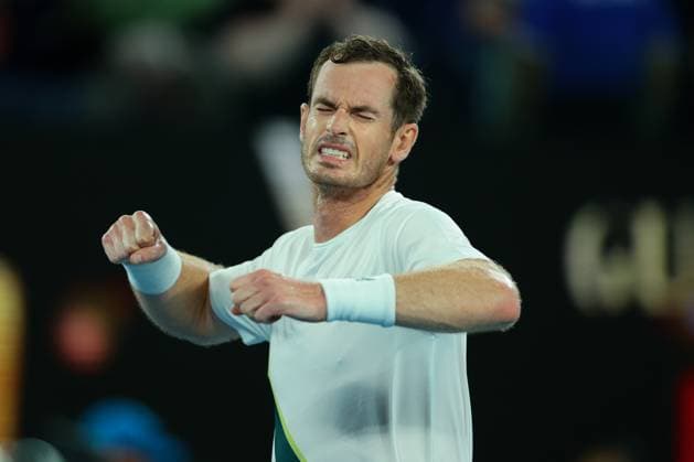 Andy Murray of Great Britain reacts after defeating Matteo Berrettini of Italy 6-3 6-3 4-6 6-7 7-6 during round 1 match between Andy Murray of Great Britain and Matteo Berrettini of Italy Day 2 at the Australian Open Tennis 2023 at Rod Laver Arena, Melbourne, Australia on 17 January 2023. Copyright: xPeterxDovganx 34780485