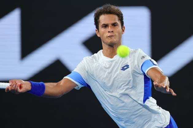 Juan Pablo Varillas of Peru in action during round 1 match between Alexander Zverev of Germany and Juan Pablo Varillas of Peru Day 2 at the Australian Open Tennis 2023 at Margaret Court Arena, Melbourne, Australia on 17 January 2023. Copyright: xPeterxDovganx 34780525