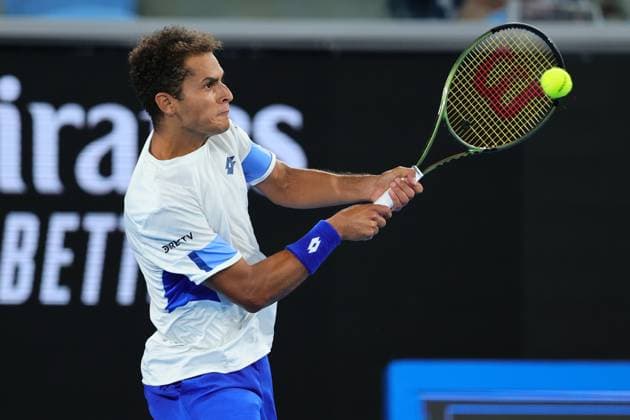 Juan Pablo Varillas of Peru in action during round 1 match between Alexander Zverev of Germany and Juan Pablo Varillas of Peru Day 2 at the Australian Open Tennis 2023 at Margaret Court Arena, Melbourne, Australia on 17 January 2023. Copyright: xPeterxDovganx 34780527