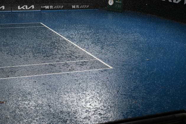 TENNIS AUSTRALIAN OPEN, Rain is seen on the outer courts at the 2023 Australian Open tennis tournament at Melbourne Park in Melbourne, Tuesday, January 17, 2023. ( NO ARCHIVING, EDITORIAL USE ONLY, NO USE IN BOOKS WITHOUT CONSENT MELBOURNE VICTORIA AUSTRALIA  Copyright: xLUKASxCOCHx 20230117001753468449
