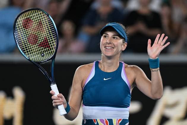 TENNIS AUSTRALIAN OPEN, Belinda Bencic of Switzerland celebrates a point during 1st round singles match against Viktoriya Tomova of Bulgaria during 2023 Australian Open tennis tournament at Melbourne Park in Melbourne, Tuesday, January 17, 2023. ( NO ARCHIVING, EDITORIAL USE ONLY, NO USE IN BOOKS WITHOUT CONSENT MELBOURNE VICTORIA AUSTRALIA  Copyright: xLUKASxCOCHx 20230117001753488079
