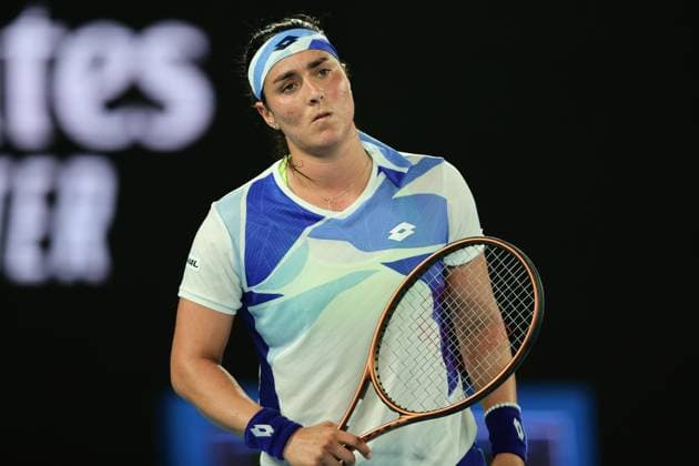 Ons Jabeur of Tunisia reacts during round 1 match between Ons Jabeur of Tunisia and Tamara Zidansek of Slovakia Day 2 at the Australian Open Tennis 2023 at Rod Laver Arena, Melbourne, Australia on 17 January 2023. Copyright: xPeterxDovganx 34780555