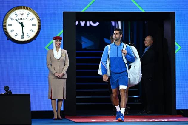 Sport Bilder des Tages TENNIS AUSTRALIAN OPEN, Novak Djokovic of Serbia arrives for his 1st round singles match against Roberto Carballes Baena of Spain during 2023 Australian Open tennis tournament at Melbourne Park in Melbourne, Tuesday, January 17, 2023. ( NO ARCHIVING, EDITORIAL USE ONLY, NO USE IN BOOKS WITHOUT CONSENT MELBOURNE VICTORIA AUSTRALIA  Copyright: xJOELxCARRETTx 20230117001753500299