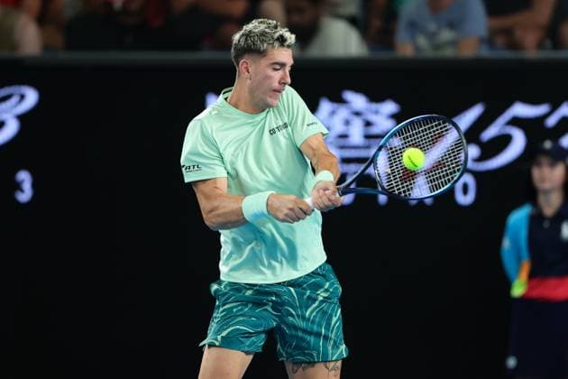 Thanasi Kokkinakis of Australia in action during round 1 match between Thanasi Kokkinakis of Australia and Fabio Fognini of Italy Day 2 at the Australian Open Tennis 2023 at KIA Arena, Melbourne, Australia on 17 January 2023. Copyright: xPeterxDovganx 34780574