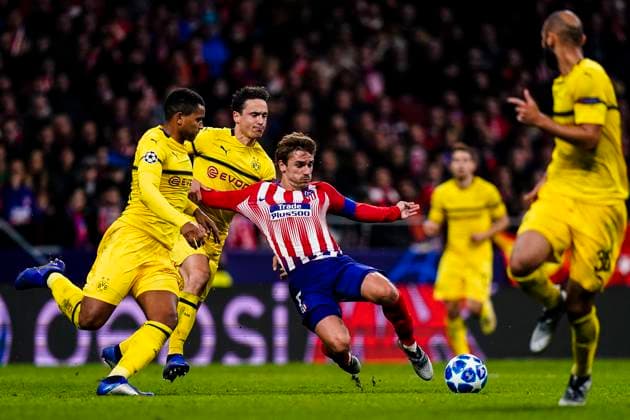 UEFA Champions League 2018-19 - Atletico de Madrid vs Borussia Dortmund Thomas Delaney of Borussia Dortmund (L) in action against Antoine Griezmann of Atletico de Madrid (R) during the UEFA Champions League 2018-19 match between Atletico de Madrid and Borussia Dortmund at Wanda Metropolitano on November 06 2018 in Madrid, Spain. Madrid Wanda Metropolitano Spain  Copyright: xPowerxSportxImagesx PSI03210.04_06NOVEMBER2018_DGS3553