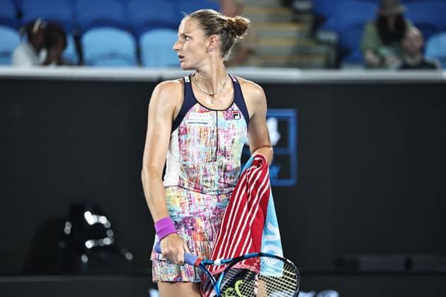 Karolina Pliskova, CZE, during first round of 2023 Australian Open in Melbourne, 17 01 2023; -