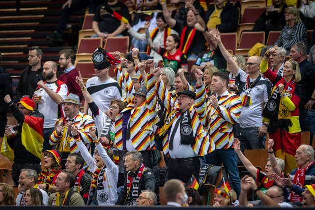 Handball Kattowitz 17.01.2023 Weltmeisterschaft Handball WM Männer Vorrunde Algerien (ALG) - Deutschland (GER) Deutsche Fans Jubel