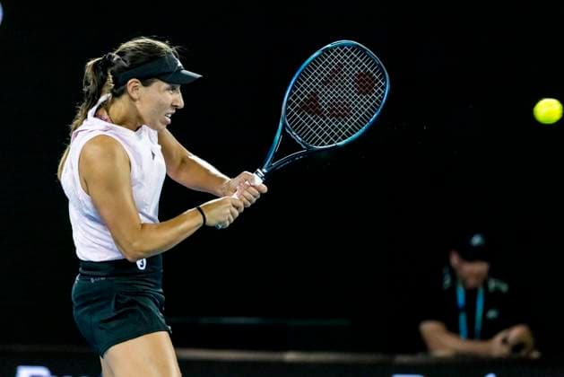 MELBOURNE, VIC - JANUARY 18: Jessica Pegula of the United States of America in action during Round 2 of the 2023 Australian Open on January 18 2023, at Melbourne Park in Melbourne, Australia. (Photo by Jason Heidrich Icon Sportswire) TENNIS: JAN 18 Australian Open Icon220118035
