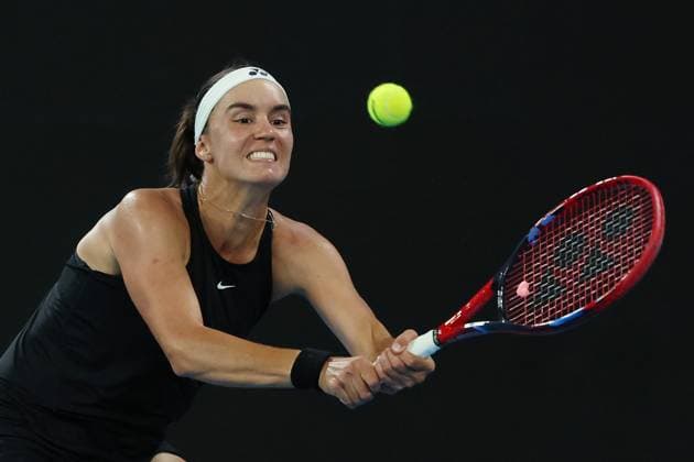 TENNIS AUSTRALIAN OPEN, Anhelina Kalinina in action against Petra Kvitova of Czech Republic during the 2023 Australian Open tennis tournament at Melbourne Park in Melbourne, Wednesday, January 18, 2023. ( NO ARCHIVING, EDITORIAL USE ONLY, NO USE IN BOOKS WITHOUT CONSENT MELBOURNE VICTORIA AUSTRALIA  Copyright: xDIEGOxFEDELEx 20230118001753738683