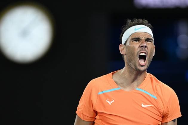 TENNIS AUSTRALIAN OPEN, Rafael Nadal of Spain reacts against Mackenzie McDonald of the USA during the 2023 Australian Open tennis tournament at Melbourne Park in Melbourne, Wednesday, January 18, 2023. ( NO ARCHIVING, EDITORIAL USE ONLY, NO USE IN BOOKS WITHOUT CONSENT MELBOURNE VICTORIA AUSTRALIA  Copyright: xJAMESxROSSx 20230118001753751822