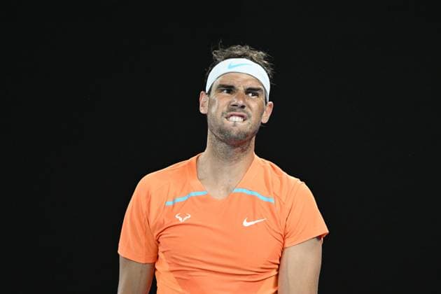 TENNIS AUSTRALIAN OPEN, Rafael Nadal of Spain reacts during his match against Mackenzie McDonald of the USA during the 2023 Australian Open tennis tournament at Melbourne Park in Melbourne, Wednesday, January 18, 2023. ( NO ARCHIVING, EDITORIAL USE ONLY, NO USE IN BOOKS WITHOUT CONSENT MELBOURNE VICTORIA AUSTRALIA  Copyright: xJAMESxROSSx 20230118001753752784