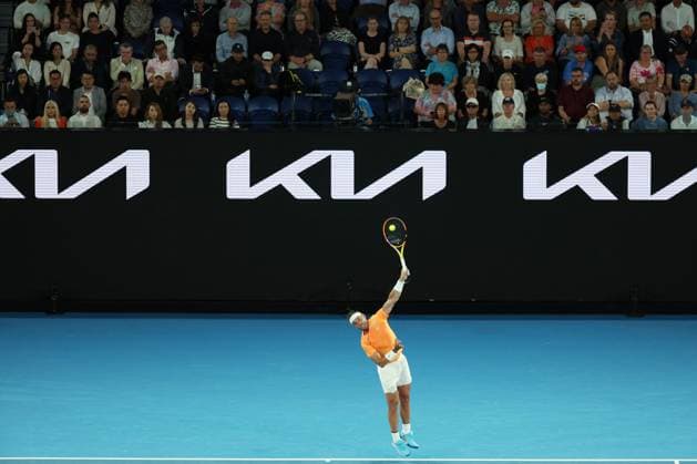 TENNIS AUSTRALIAN OPEN, Rafael Nadal of Spain in action during his match against Mackenzie McDonald of the USA during the 2023 Australian Open tennis tournament at Melbourne Park in Melbourne, Wednesday, January 18, 2023. ( NO ARCHIVING, EDITORIAL USE ONLY, NO USE IN BOOKS WITHOUT CONSENT MELBOURNE VICTORIA AUSTRALIA  Copyright: xDIEGOxFEDELEx 20230118001753758283