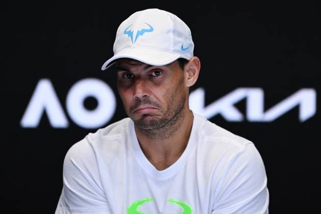 Sport Bilder des Tages TENNIS AUSTRALIAN OPEN, Rafael Nadal of Spain at a press conference, PK, Pressekonferenz after losing his match against Mackenzie McDonald of the USA during the 2023 Australian Open tennis tournament at Melbourne Park in Melbourne, Wednesday, January 18, 2023. ( NO ARCHIVING, EDITORIAL USE ONLY, NO USE IN BOOKS WITHOUT CONSENT MELBOURNE VICTORIA AUSTRALIA  Copyright: xLUKASxCOCHx 20230118001753787286