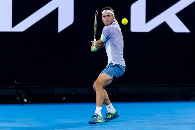 MELBOURNE, VIC - JANUARY 18: Alex Molcen of Slovakia in action during Round 2 of the 2023 Australian Open on January 18 2023, at Melbourne Park in Melbourne, Australia. (Photo by Jason Heidrich Icon Sportswire) TENNIS: JAN 18 Australian Open Icon220118106