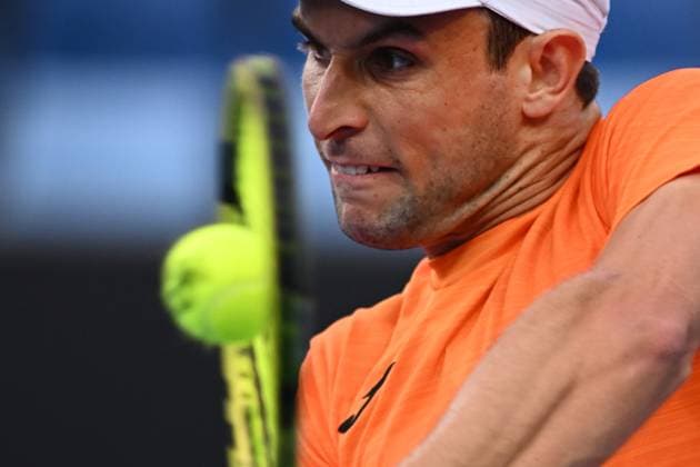 TENNIS AUSTRALIAN OPEN, Aleksandar Vukic of Australia in action during his match against Brandon Holt of the U.S. during the 2023 Australian Open tennis tournament at Melbourne Park in Melbourne, Wednesday, January 18, 2023. ( NO ARCHIVING, EDITORIAL USE ONLY, NO USE IN BOOKS WITHOUT CONSENT MELBOURNE VICTORIA AUSTRALIA  Copyright: xLUKASxCOCHx 20230118001753808003