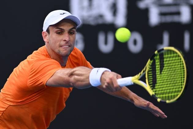 TENNIS AUSTRALIAN OPEN, Aleksandar Vukic of Australia in action during his match against Brandon Holt of the U.S. during the 2023 Australian Open tennis tournament at Melbourne Park in Melbourne, Wednesday, January 18, 2023. ( NO ARCHIVING, EDITORIAL USE ONLY, NO USE IN BOOKS WITHOUT CONSENT MELBOURNE VICTORIA AUSTRALIA  Copyright: xLUKASxCOCHx 20230118001753808217