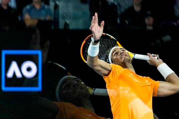 MELBOURNE, VIC - JANUARY 18: Rafael Nadal of Spain in action during Round 2 of the 2023 Australian Open on January 18 2023, at Melbourne Park in Melbourne, Australia. (Photo by Jason Heidrich Icon Sportswire) TENNIS: JAN 18 Australian Open Icon220118139
