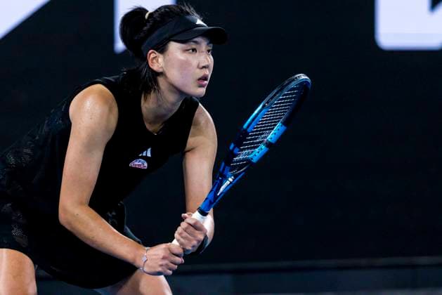 MELBOURNE, VIC - JANUARY 18: Xinyu Wang of China in action during Round 2 of the 2023 Australian Open on January 18 2023, at Melbourne Park in Melbourne, Australia. (Photo by Jason Heidrich Icon Sportswire) TENNIS: JAN 18 Australian Open Icon220118162