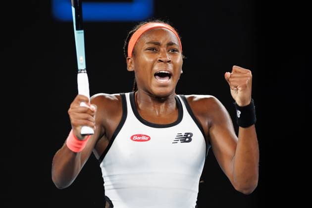 January 18, 2023: 7th seed Coco GAUFF of the USA celebrates after defeating Emma RADUCANU of Great Britain in the Women s Singles match on day 3 of the 2023 Australian Open on Rod Laver Arena, in Melbourne, Australia. Cal Media. USA - ZUMAc04_ 20230118_zaf_c04_031 Copyright: xSydneyxLowx