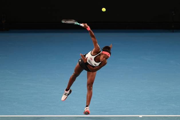Coco Gauff of USA in action during round 2 match between Coco Gauff of USA and Emma Raducanu of United Kingdom Day 3 at the Australian Open Tennis 2023 at Rod Laver Arena, Melbourne, Australia on 18 January 2023. Copyright: xPeterxDovganx 34780769