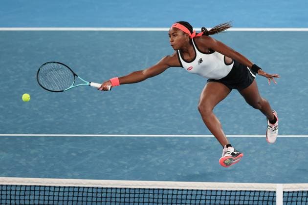 Coco Gauff of USA in action during round 2 match between Coco Gauff of USA and Emma Raducanu of United Kingdom Day 3 at the Australian Open Tennis 2023 at Rod Laver Arena, Melbourne, Australia on 18 January 2023. Copyright: xPeterxDovganx 34780774
