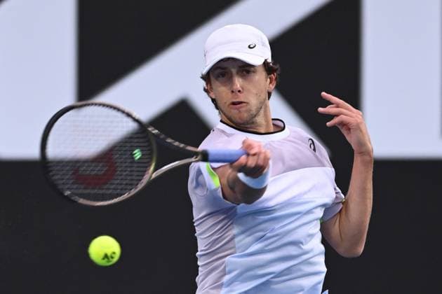 TENNIS AUSTRALIAN OPEN, Aleksandar Vukic of Australia in action during his match against Brandon Holt of the U.S. during the 2023 Australian Open tennis tournament at Melbourne Park in Melbourne, Wednesday, January 18, 2023. ( NO ARCHIVING, EDITORIAL USE ONLY, NO USE IN BOOKS WITHOUT CONSENT MELBOURNE VICTORIA AUSTRALIA  Copyright: xJOELxCARRETTx 20230118001753848306