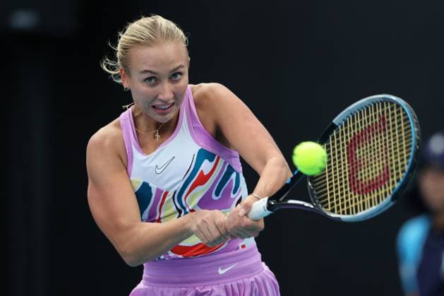 Anastasia Potapova in action during round 2 match between Sloane Stephens of USA and Anastasia Potapova Day 3 at the Australian Open Tennis 2023 at Court 7, Melbourne, Australia on 18 January 2023. Copyright: xPeterxDovganx 34780846