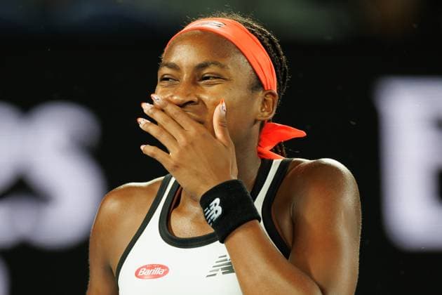 January 18, 2023: 7th seed Coco GAUFF of the USA in action against Emma RADUCANU of Great Britain in the Women s Singles match on day 3 of the 2023 Australian Open on Rod Laver Arena, in Melbourne, Australia. Cal Media. USA - ZUMAc04_ 20230118_zaf_c04_048 Copyright: xSydneyxLowx